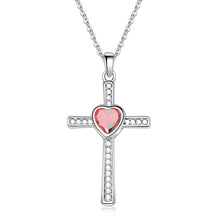 Load image into Gallery viewer, Birthday Stone Cross Zircon Necklace Diamond Pendant